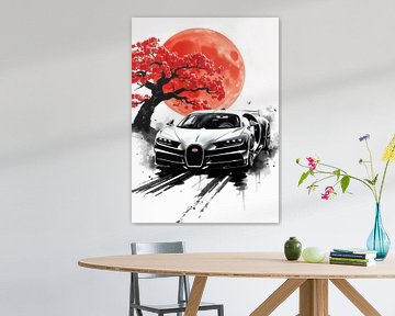 Bugatti Chiron Sumi-E Schilderij van MIROKU