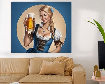 Young Oktoberfest waitress, wearing a traditional Bavarian dress by Markus Gann