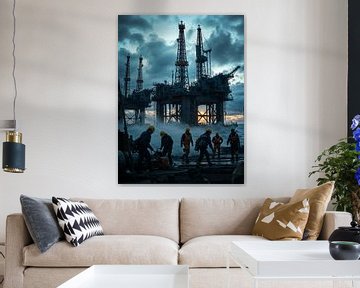 Industrieel Stilleven - Olieplatform bij Zonsopgang