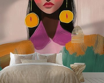 Modern portret met neon accent van Carla Van Iersel