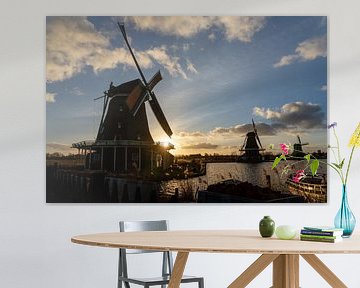 Windmill silhouettes at Zaanse Schans by Jarno Pors