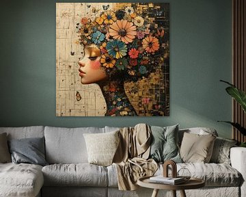 Bloemen Vrouw | Vrouwen Profiel van Blikvanger Schilderijen