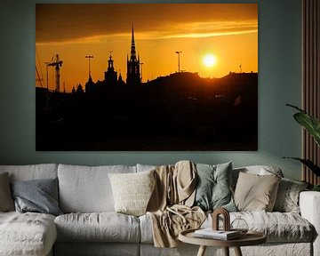 Zonsondergang in Stockholm, Zweden van Lars-Olof Nilsson