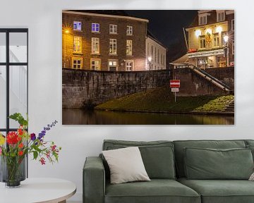 Atmospheric Night by the River Roer - Roerkade in Roermond by Triki Photography