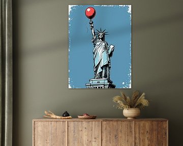 Lady Liberty mit einem roten Luftballon von Markus Gann