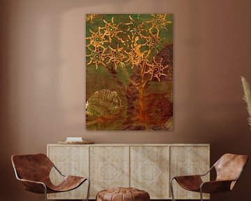 Elephant in the forest. Monoprint (1 ) by Ineke de Rijk
