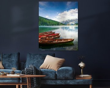 Boten op het Misurina-meer, Dolomieten van Stefano Orazzini