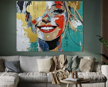 Portrait de femme | Red Lips Golden Dreams