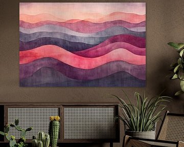 Abstract Golven | Vloeiende Paars Roze Golven van Modern Collection