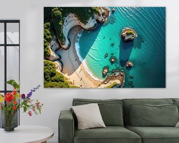 Der Strand der Cathedral Cove ist umgeben von türkisfarbenem Wasser und weißen