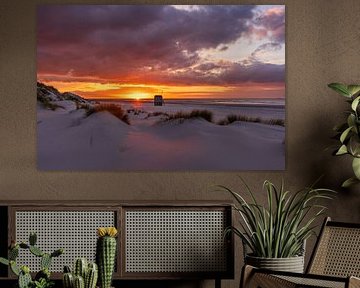 Drenkenlingenhuisje tijdens de zonsondergang van Marjolein van Roosmalen