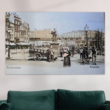 Inner city of Rotterdam on old postcard from 1905 by Patricia Hofmeester