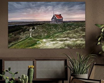 Signal box on Terschelling at Windy Sunset: A Moment of Island Beauty by Hevonax Photography