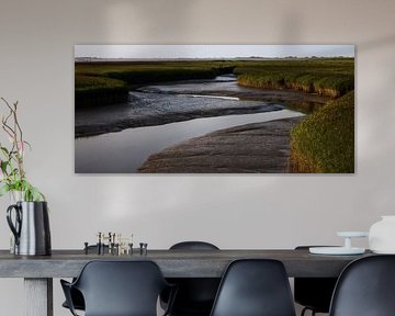 Reetlandschaft bei Sonnenuntergang: Ebbe und die Stille des Schlammbodens von Hevonax Photography