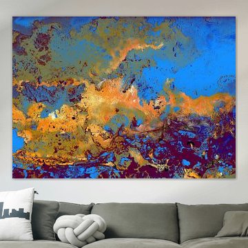 Strukturen Landkarte Blau Orange von Claudia Gründler