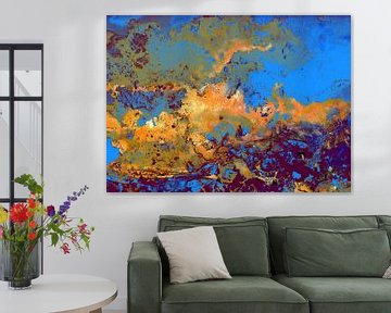 Structuren Kaart Blauw Oranje van Claudia Gründler