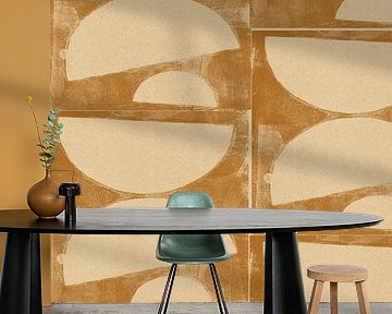 White shapes on ochre yellow. by Dina Dankers