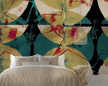 Retro living. Shapes in green, yellow, red and black. by Dina Dankers