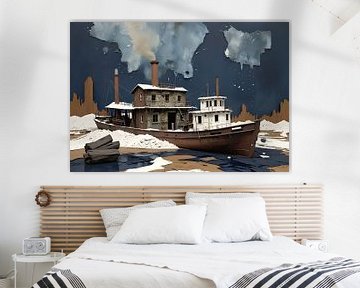 Woonboot, collage van Nick Wendt