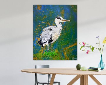 Blauwe reiger van Anja Semling