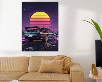 Retro Sunset Car by Vicky Hanggara