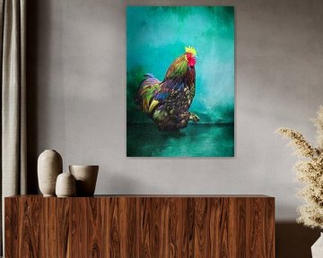 Majestueuze Cochin Haan in zijn Kleurenpracht van Saranda Veld ArtWorks