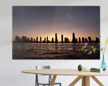 Silhouettes New York at dusk by bart dirksen