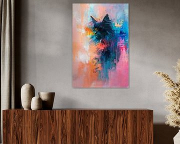 Mystieke Poëzie Kat in Abstracte Kleuren van Eva Lee