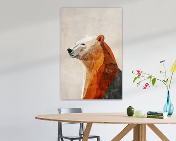 Sereniteit in Silhouet Beer in Minimalistische Stijl van Eva Lee