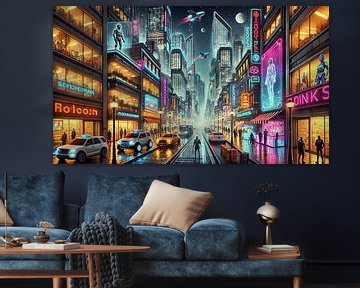 Cyberpunk City in the Moonlight
