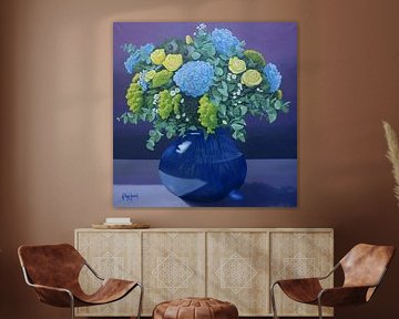 Bouquet in blue vase by Gernot Meyer-Grönhof