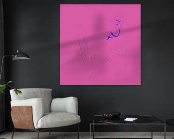 Naakte vrouw digitale tekening schilderij verleidelijke sensuele aanlokkelijke erotische aantrekkelijke liggende luierende begeerlijke mooie dame lekker wijf van VenVision Art