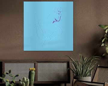 Sensuele vrouw digitale tekening schilderij verleidelijke Naakte aanlokkelijke erotische aantrekkelijke liggende luierende begeerlijke mooie dame lekker wijf van VenVision Art