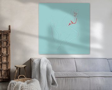 Sexy vrouw digitale tekening schilderij verleidelijke sensuele aanlokkelijke erotische aantrekkelijke liggende luierende begeerlijke mooie dame lekker wijf van VenVision Art