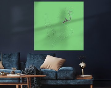 Verleidelijke vrouw digitale tekening schilderij sexy sensuele aanlokkelijke erotische aantrekkelijke liggende luierende begeerlijke mooie dame lekker wijf van VenVision Art