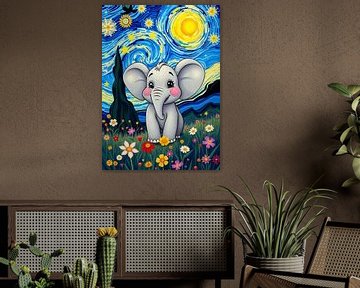 Kleine olifant sterrennacht van MIROKKU