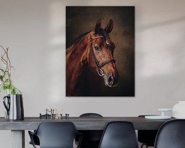 Fine art portrait horse with bridle by Tinksphotoart