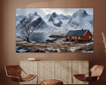 Boerderij in de fjord, Lofoten van Nick Wendt