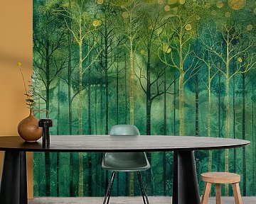 Boslandschap | Enchanted Forest Glow van Abstract Schilderij