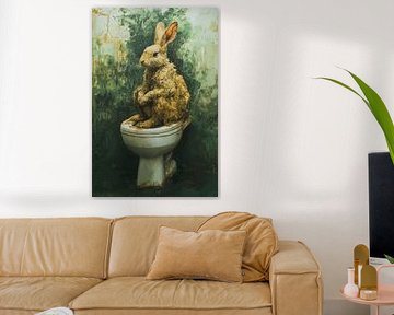 Rustikales Kaninchen in verwittertem Grün getönte Toilette im Badezimmer von Eva Lee