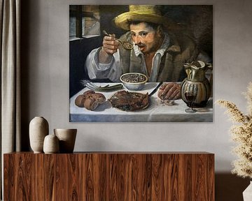 Annibale Carracci, Le mangeur de haricots, 1585 sur Atelier Liesjes