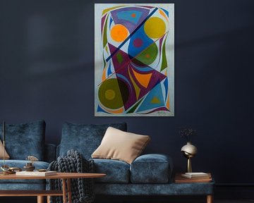 Early American School Abstract Geometric Precisionist Signed Painting, 1945 by Atelier Liesjes