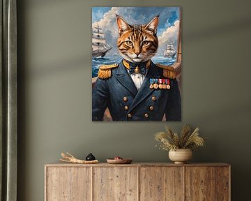 Bengaalse kat als admiraal van Jordan Fenix Gallery
