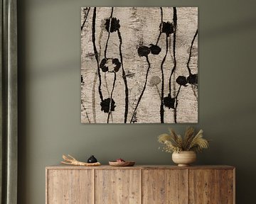 Rauwe natuur. Botanische collage in wit. van Dina Dankers