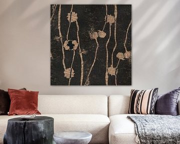 Rauwe natuur. Botanische collage in zwart. van Dina Dankers