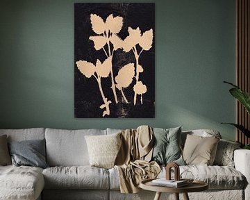Witte bladeren op zwart. van Dina Dankers