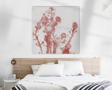 Zomerbloemen in warm rood. van Dina Dankers