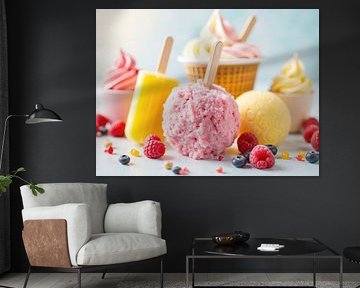 Various flavors of ice cream refreshing on a summer day by Markus Gann