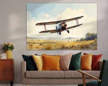Vintage tweedekker laag over landelijk landschap van Markus Gann