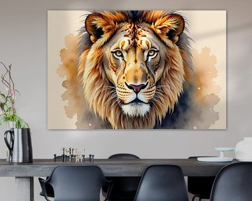 Portrait d'un lion majestueux regardant directement le spectateur sur Markus Gann